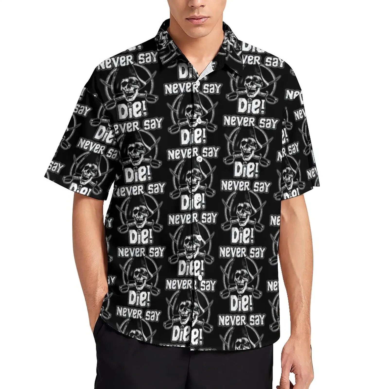 Retro Goonies Print Hawaiian Beach Shirt – 80s Classic Movie-Inspired Casual Button-Up for Men, Plus Size - Premium beach shirt from Lizard Vigilante - Just $26.88! Shop now at Lizard Vigilante