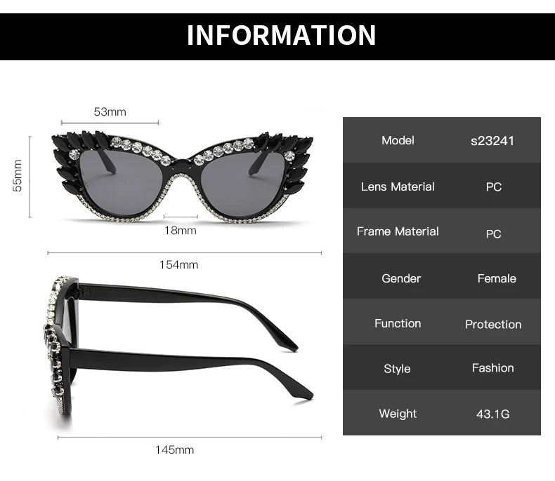 “Diamond Eyes 23241” – Chaos-Cat UV400 Big Gem Sunglasses for Max Drama & Minimal Subtlety | Gradient Polycarbonate Cat Eye Spectacles - Premium shades from dsers - Just $10.99! Shop now at Lizard Vigilante