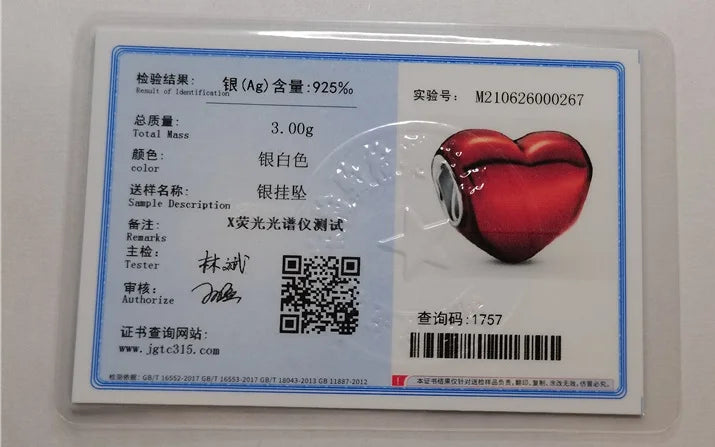 925 Silver Valentine's Day Snake Year Series Pendant Suitable for 925 Sterling Silver Original Women's Bracelet DIY Jewelry Gift