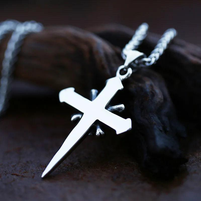 Retro Gothic Skull Ghost Head Christian Cross Pendant Necklace Men's Personalized Punk Trend Cool Jewelry - Lizard Vigilante