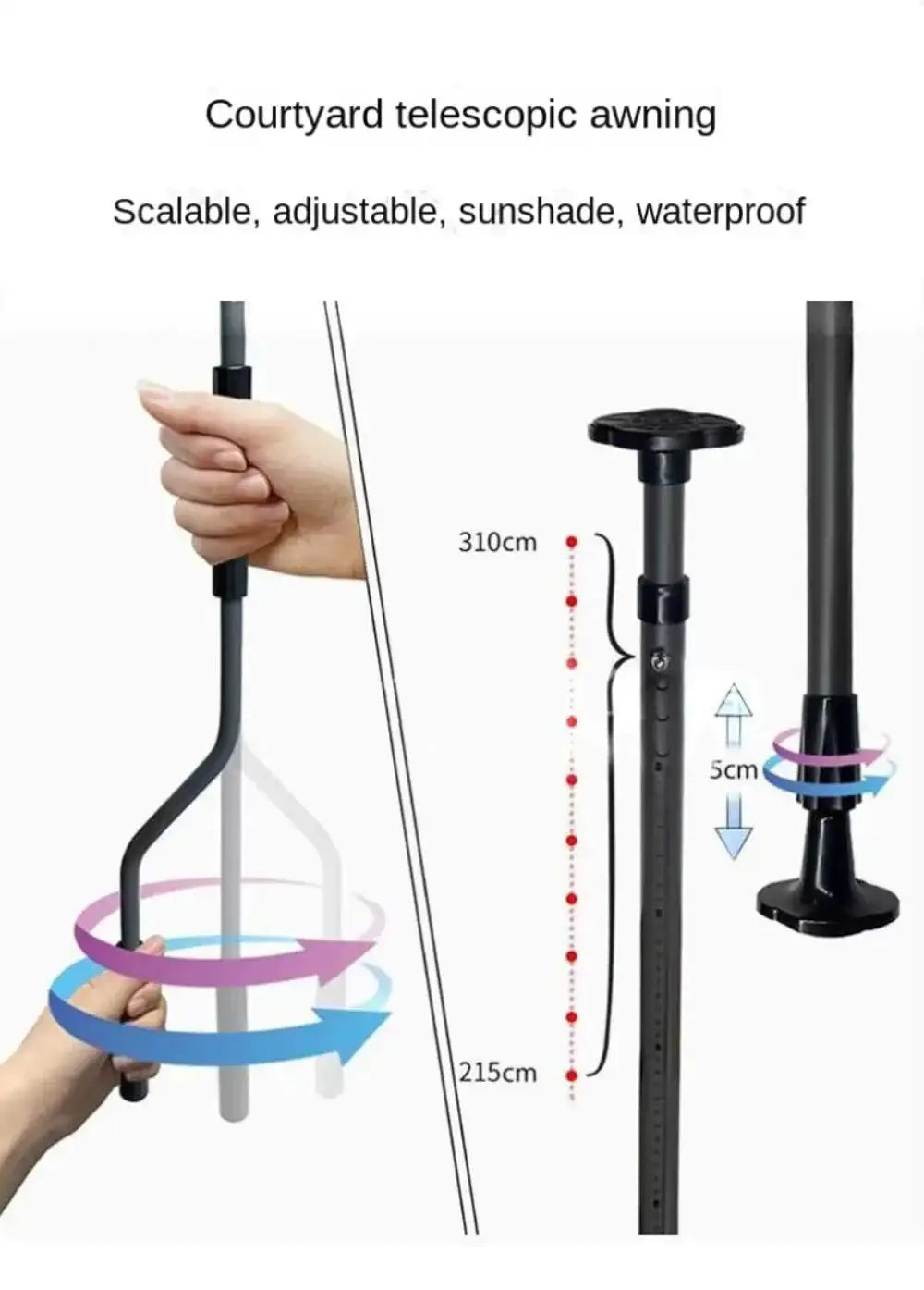 Awnings Rain and Snow Resistant UV Resistant Folding and Telescopic Canopy Tent Outdoor Garden Balcony Roof Courtyard Sunshade