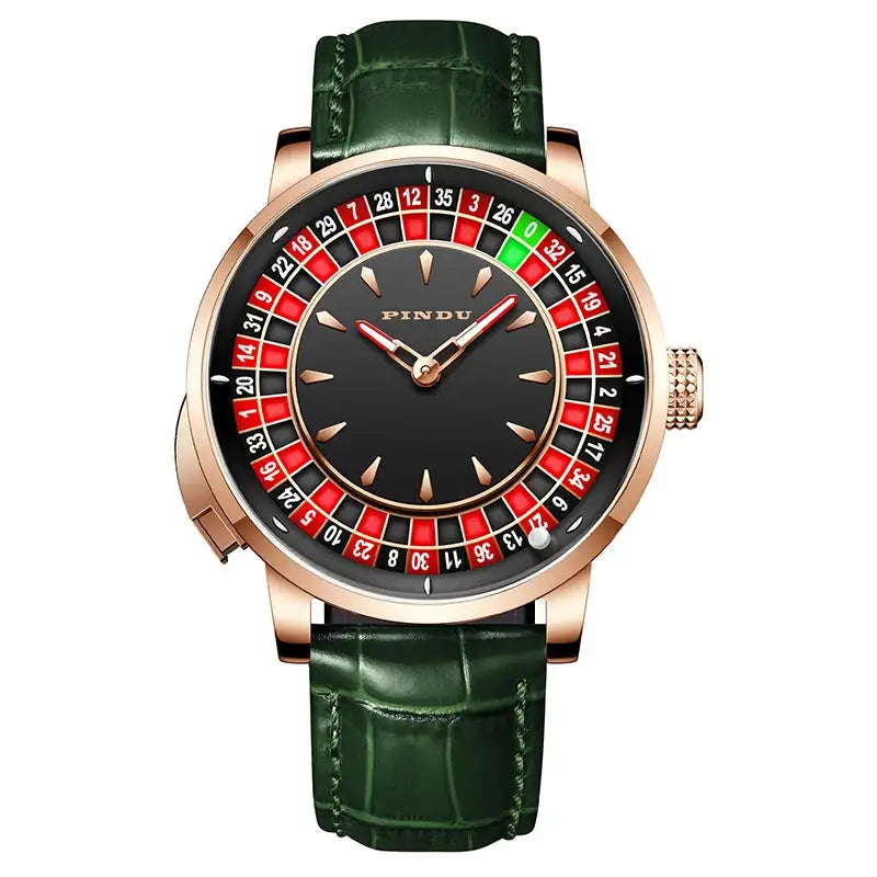 Pindu Player Gambling Series Men's Watch European Roulette Poker Game Fully Automatic Mechanical Sports Design Party Watch