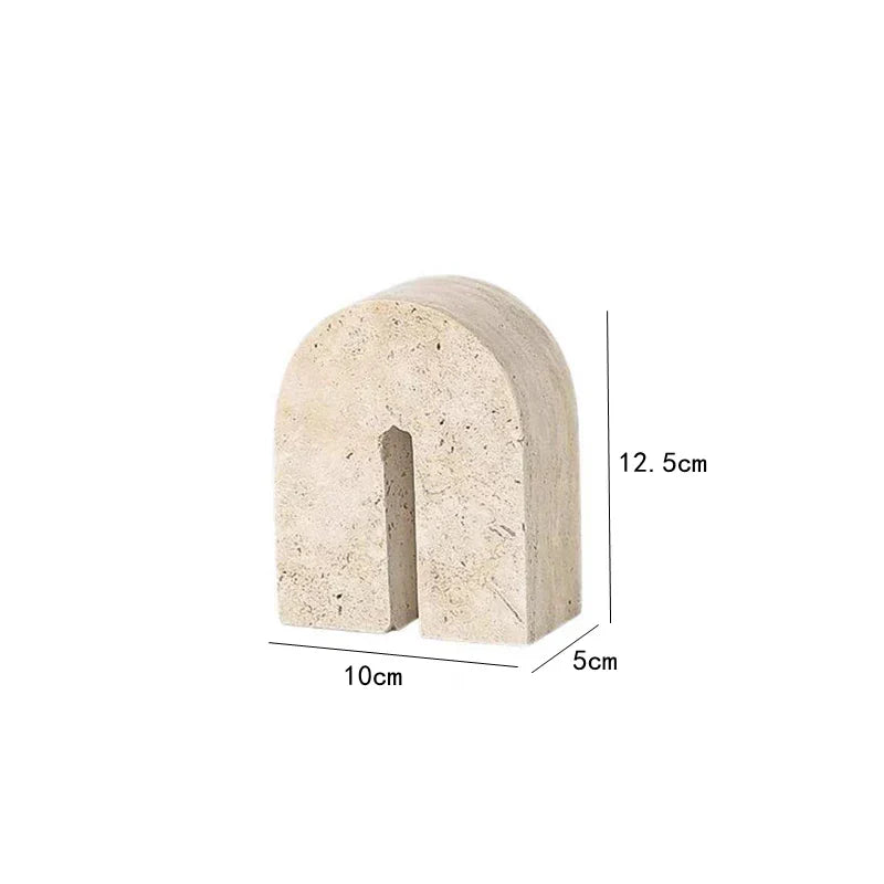 Travertine Sculptures and Figurines Archway Shape Statue for Shelf Coffee Table TV Cabinet Bookshelf Living Room Home Decoration