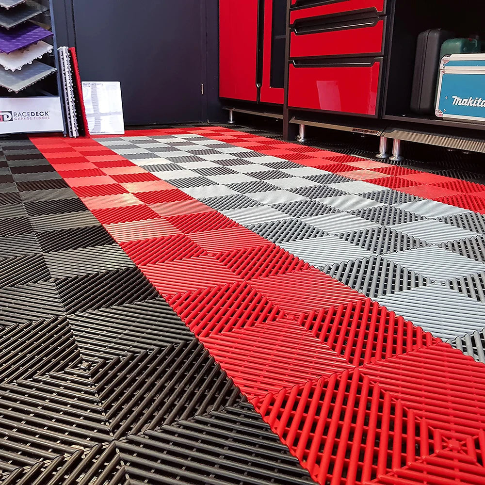 Vented Modular Interlocking PVC Garage Floor Tiles – Heavy Duty Plastic Garage Flooring for Car Detailing, Workshops, and Outdoor Use - Premium garage floor tiles from Lizard Vigilante - Just $1056.99! Shop now at Lizard Vigilante