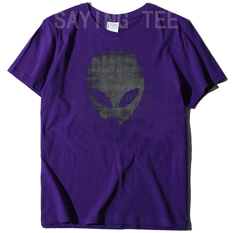 Alien Head Shirt Aliens Symbols Writing UFO T-Shirts Space Buffs Graphic Tee Y2k Top Funny Conspiracy Theorists Outfits Gifts - Premium  from Lizard Vigilante - Just $19.99! Shop now at Lizard Vigilante