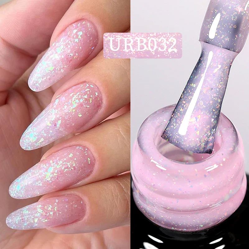 UR SUGAR Blue Color Rubber Base Gel Nail Polish Gold Glitter Base Gel Top Coat Soak Off UV LED Gel Nail Art Varnish Manicure