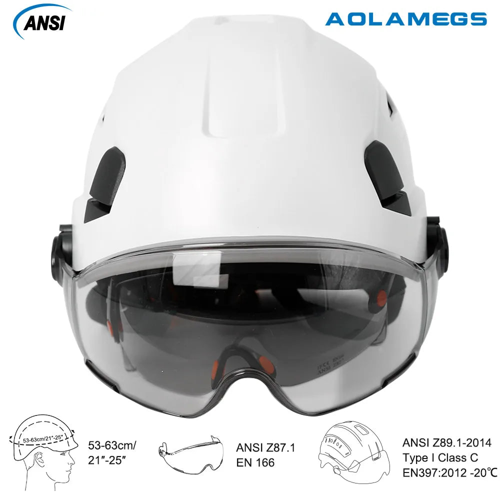 CE-Certified Construction Safety Helmet with Built-In Visor Goggles – ANSI Industrial ABS Hard Hat for Engineers - Premium  from Lizard Vigilante - Just $53.88! Shop now at Lizard Vigilante