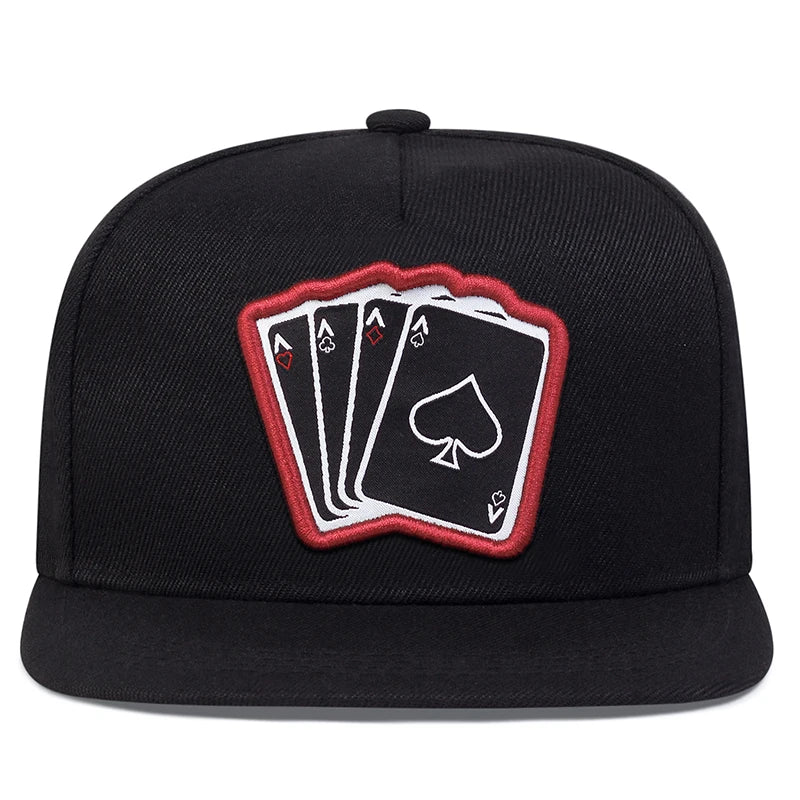 Lizard Vigilante Snapback Cap with Embroidered Ace of Spades Playing Card Design - Unisex Adjustable Sun Hat - Premium hat from Lizard Vigilante - Just $19.99! Shop now at Lizard Vigilante