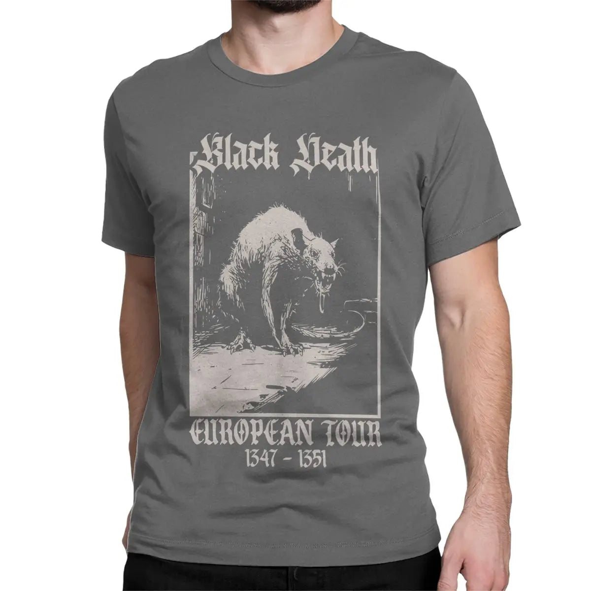 Black Death Gothic Grunge Medieval Rat T-Shirt Men Cotton T Shirt Goth Aesthetic History Dark Academia Tee Shirt 4XL 5XL Clothes - Premium t-shirt from Lizard Vigilante - Just $21.69! Shop now at Lizard Vigilante