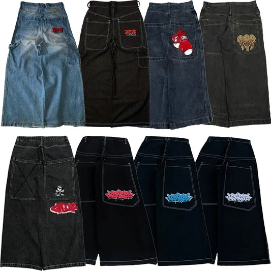 Y2K Baggy Vintage Jeans – Harajuku 2000s Embroidered Hip Hop Streetwear Wide Leg Casual Pants - Premium jeans from dsers - Just $52.99! Shop now at Lizard Vigilante