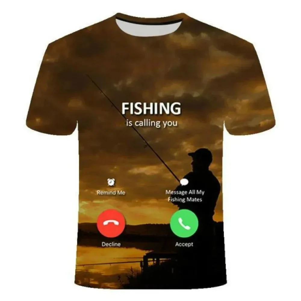 3D Fishing Summer Men T-shirt Short Casual Hip-hop Harajuku Fisherman Round Neck T-shirt Top Men Clothes - Lizard Vigilante