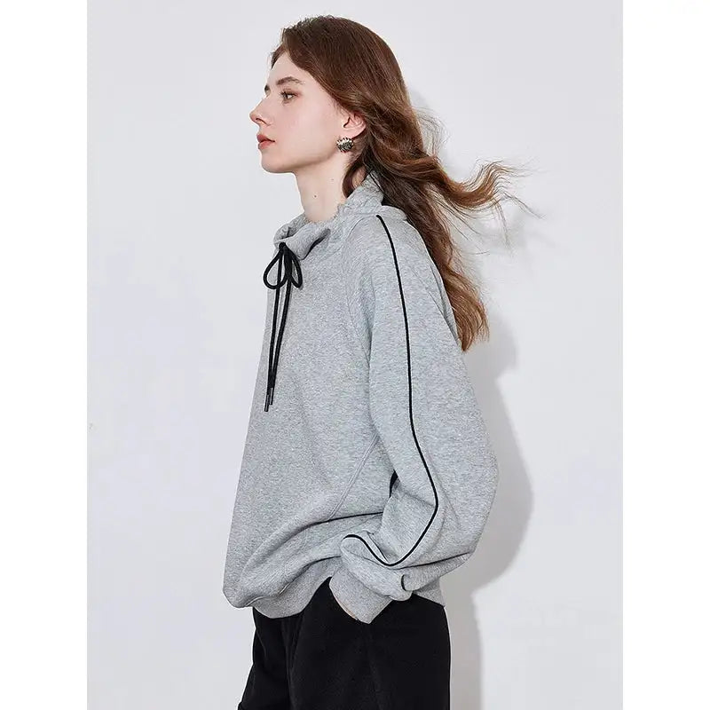 TOYOUTH Women Hoodies Sweatshirt 2025 Spring New Hooded Drawstring Long Sleeve Pullover Sports Casual Tops