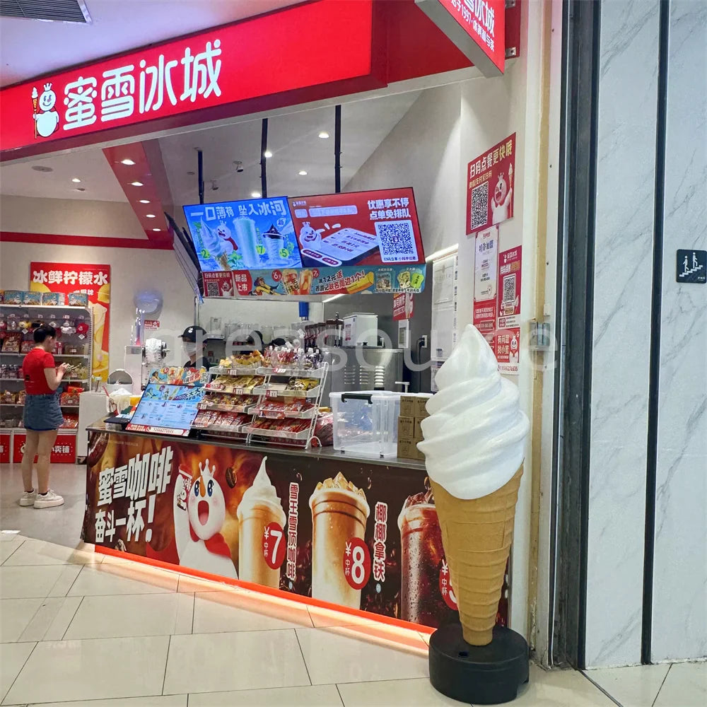 150cm Sculpture Soft Serve Ice Cream Shape Cone Tall Model Display Big Lamp Box Attact Attention Eye Simulation Show Shop Sweet