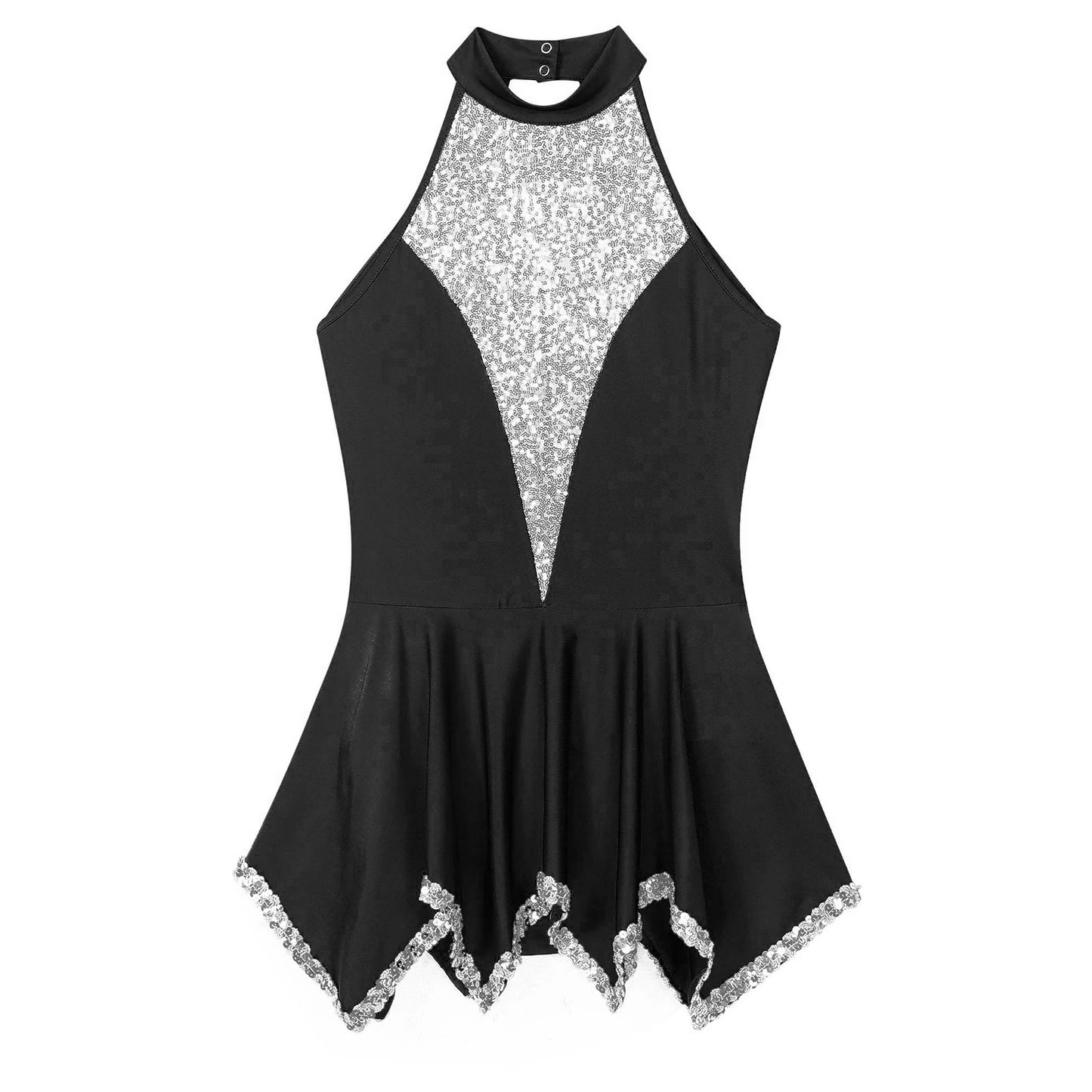 Womens Shiny Sequin Ballet Lyrical Dance Dress Halter Neck Sleeveless Ice Skating Clothes Prom Party Stage Performance Dancewear - Premium  from Lizard Vigilante - Just $14.99! Shop now at Lizard Vigilante