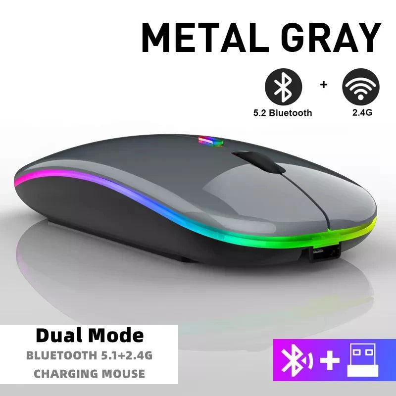 Rechargeable Bluetooth Wireless Mouse with 2.4GHz USB RGB 1600DPI Mouse for Computer Laptop Tablet PC Macbook Gaming Mouse Gamer - Lizard Vigilante