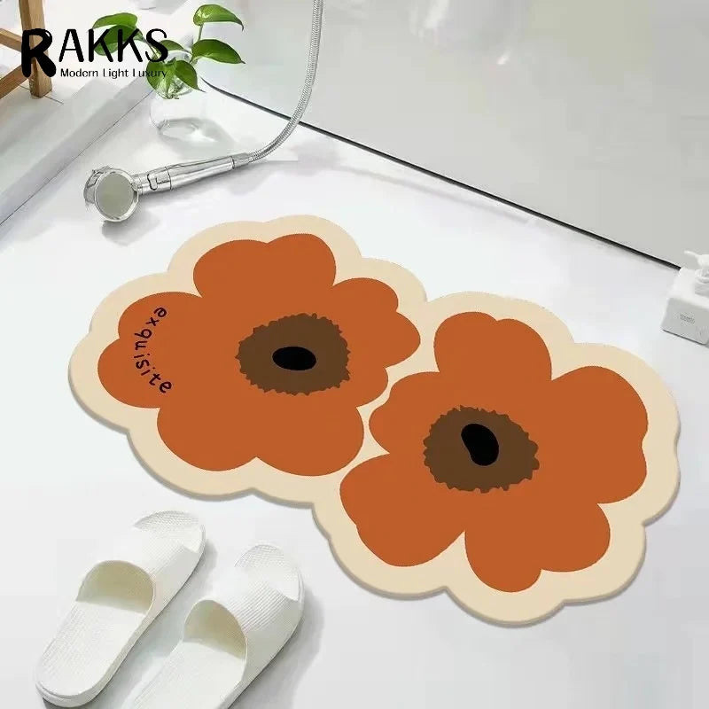 RAKKS Home Carpet Rug Diatom Mud Bath Mat Super Absorbent Bathroom Rug, Quick Dry Floor Mat for Wet Area, Easy Clean