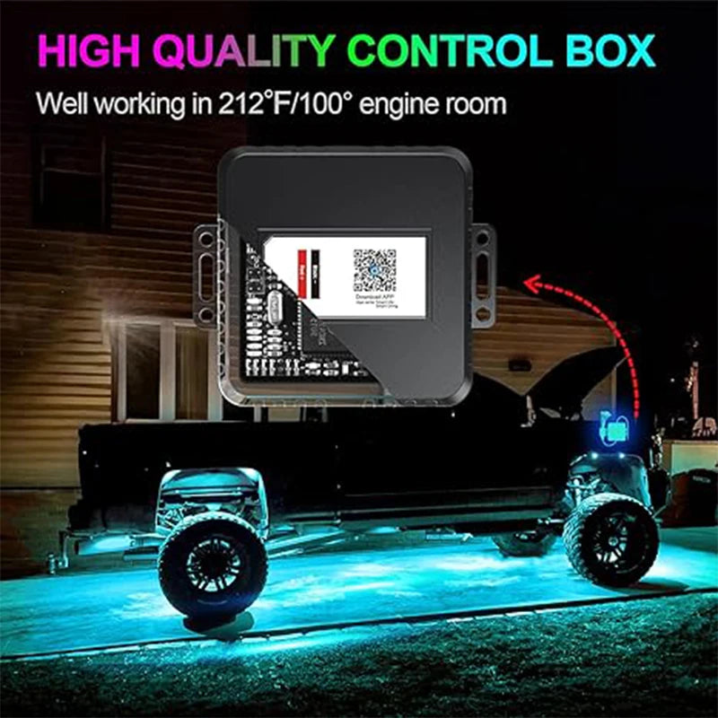 RGB LED Underglow Rock Lights - 8 Pods App Remote Control & Music Mode for Pickup, ATV, RZR, UTV - Premium rock lights from Lizard Vigilante - Just $84.99! Shop now at Lizard Vigilante