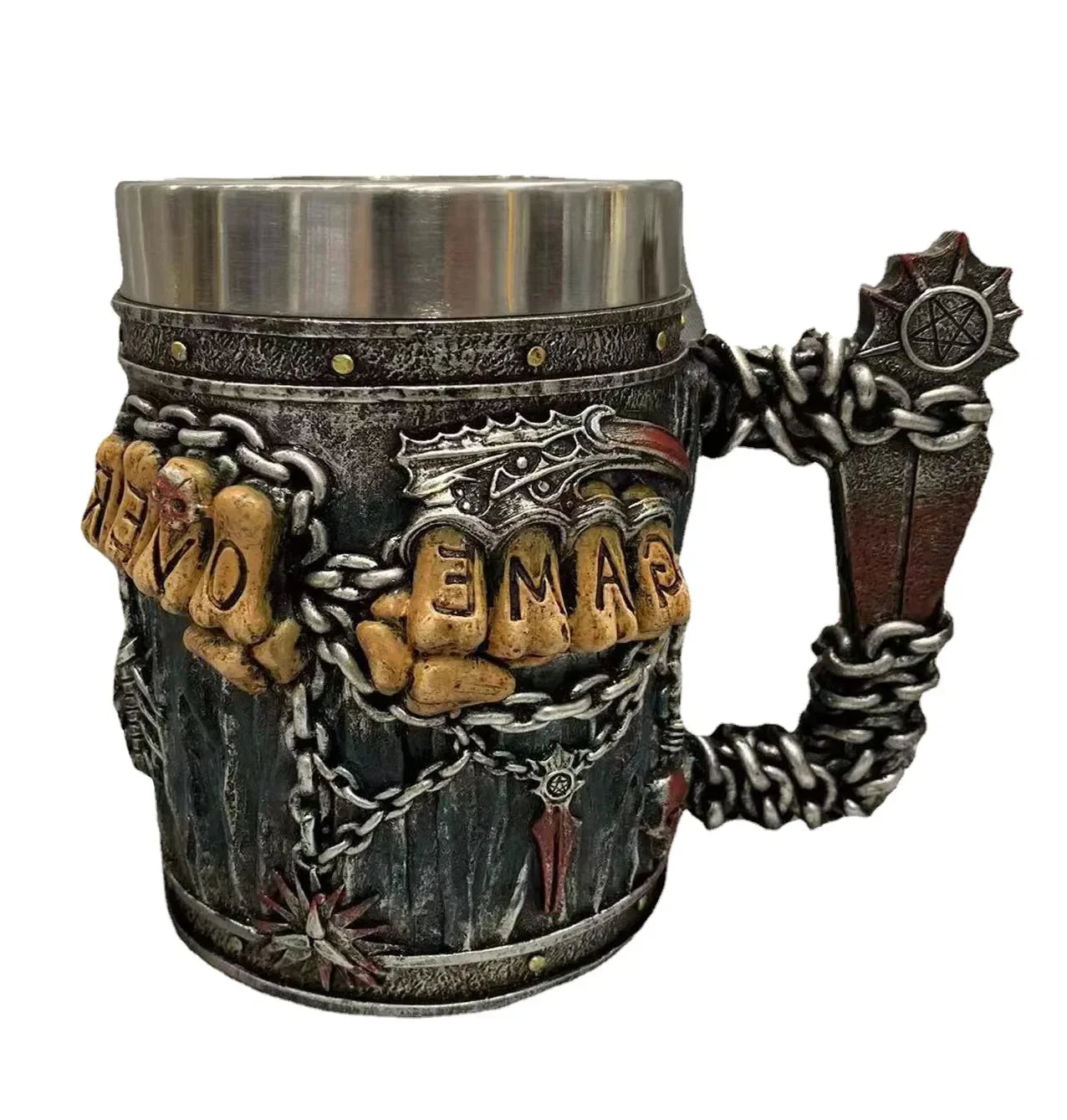 Medieval Viking Retro 3D Sword Skull Beer Mug With Stainless Steel Insert Resin Big Capacity Coffee Cups Men's Halloween Gift - Premium  from Lizard Vigilante - Just $63.99! Shop now at Lizard Vigilante