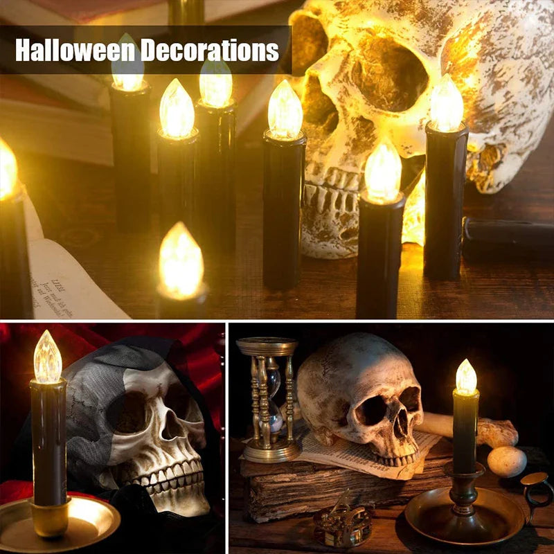 LED Floating Candle for Home Decoration, Flickering Flame, Timing Remote, Battery Operated, Halloween, Christmas,Black Candle