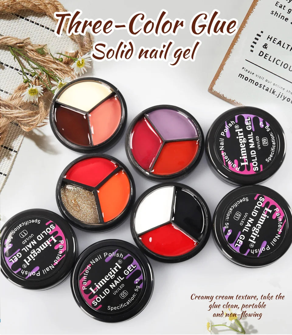 LIMEGIRL Solid Nail Art Gel Polish 15g 3 Colors Cream Soft Gel Polish for Nail Art Beginner DIY Design  Home/Salon Manicure Gift