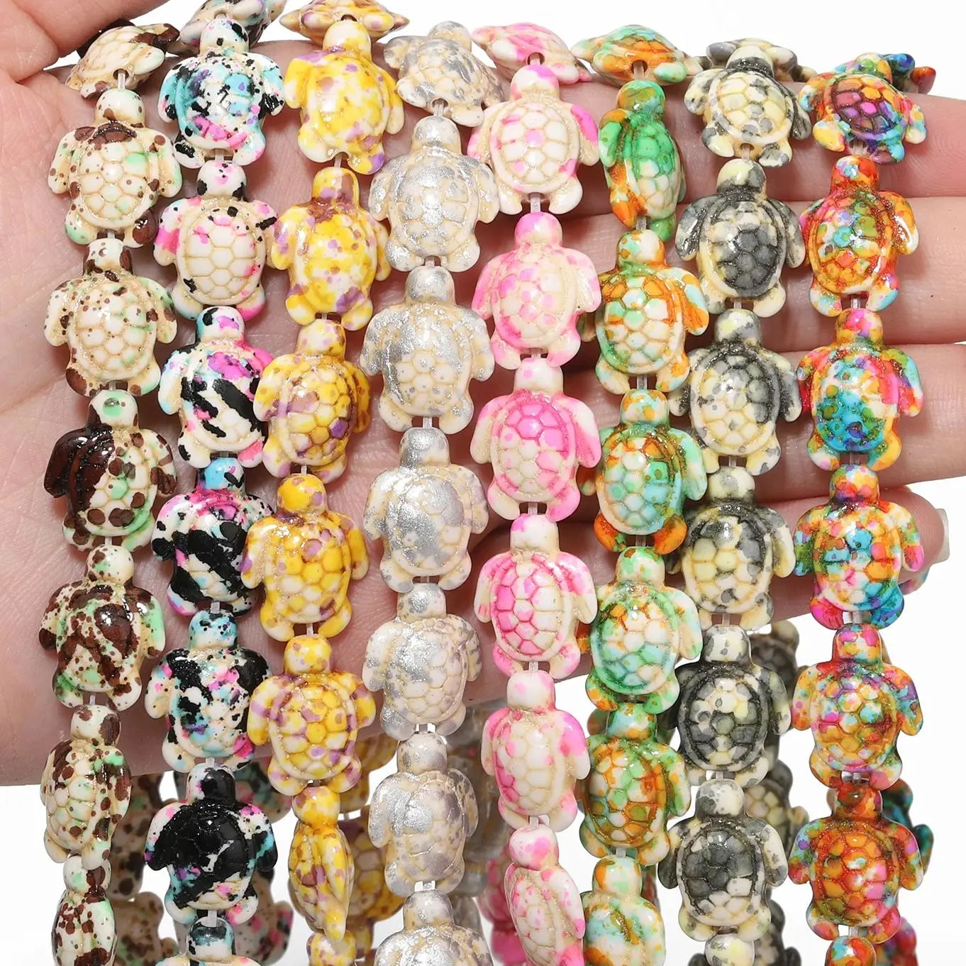 14x18mm 22pcs Sea Turtle Random Color Mix Natural Turquoise Stone Beads Bead for Jewelry Making DIY Ocean Series Bracelet