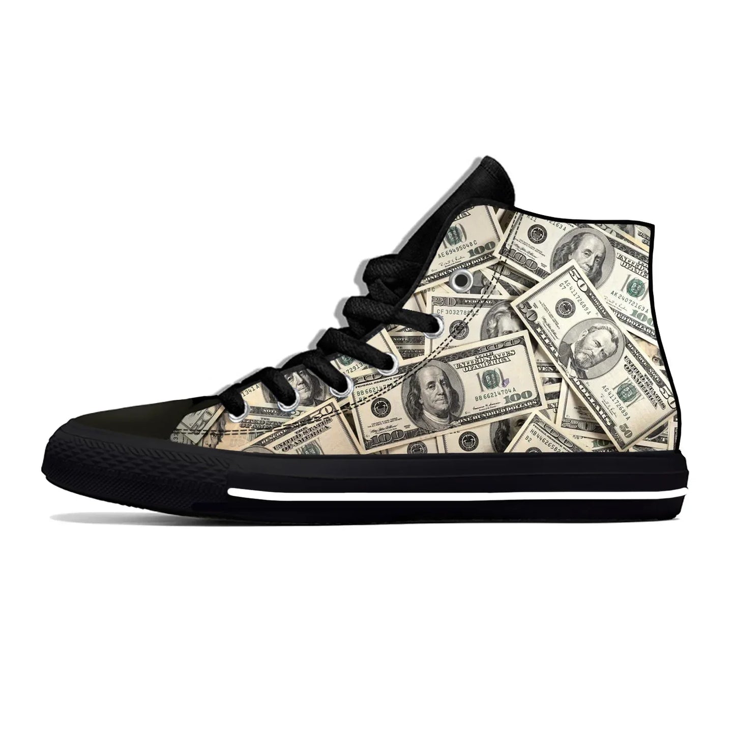 Dollar Bills Dollars Money Anime Cartoon Funny Latest Casual Shoes High Top Men Women Sneakers Classic Board Shoes - Premium high top shoes from Lizard Vigilante - Just $39.99! Shop now at Lizard Vigilante