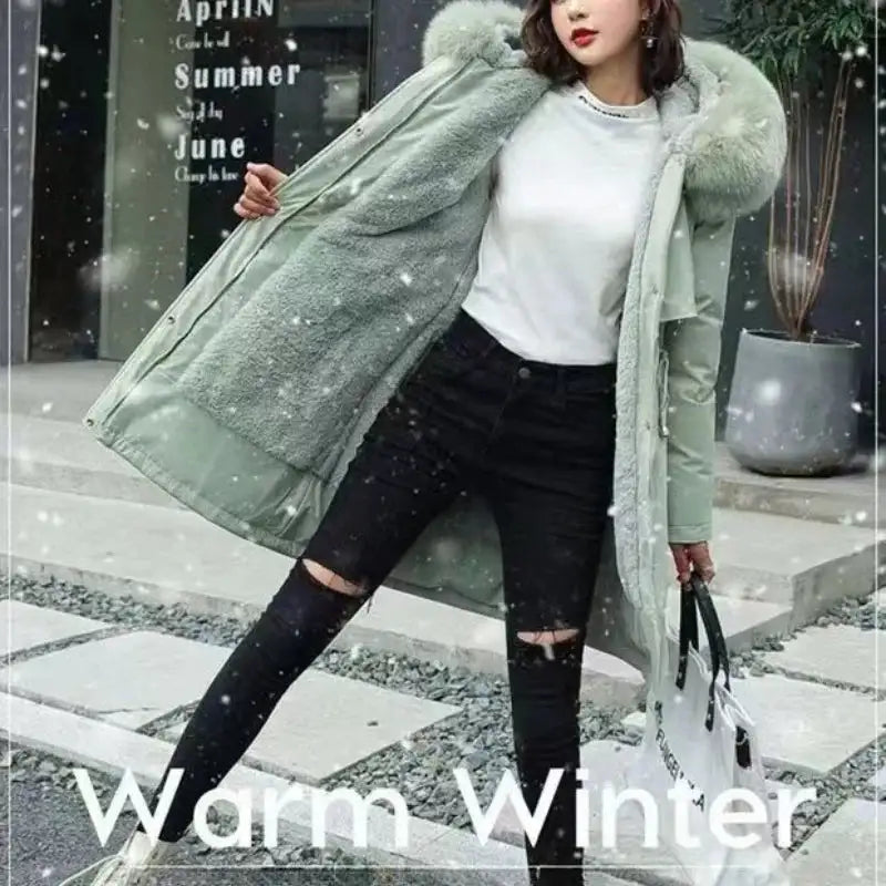 New In Coats & Jackets Women's Winter Padded Jacket Loose Casual Outerwears Fleece Hodded Windbreaker Elegant Office Lady's Coat