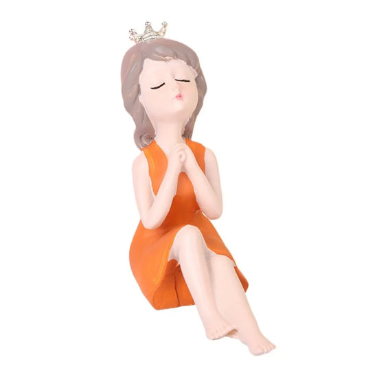 Crafts Resin Little Girl Statue Cute Creative People Sculpture Handicraft Waterproof Miniatures Figurine Living Room
