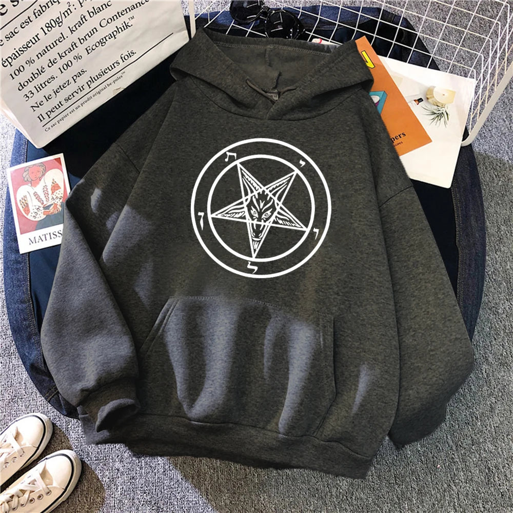 Pentagram Gothic Occult Satan Printed Women Hoodies All-match Street Style Female Pullover Casual Clothing Harajuku Unisex Tops - Premium hoodie from Lizard Vigilante - Just $39.99! Shop now at Lizard Vigilante