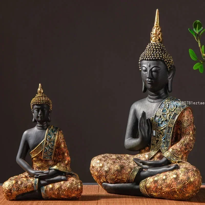 Large Buddha Statue Thailand Buda Buddha Sculpture Green Resin Handmade Buddhism Hindu Fengshui Figurine Meditation Home Decor
