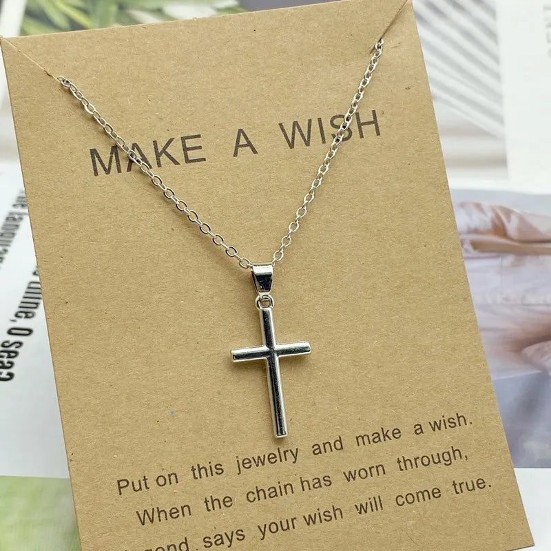 New Trendy Alloy Crystal Cross Pendant Necklaces for Women Fashion Simple Gold Color Clavicle Chain Necklace Collar Jewelry Gift - Premium  from Lizard Vigilante - Just $2.99! Shop now at Lizard Vigilante