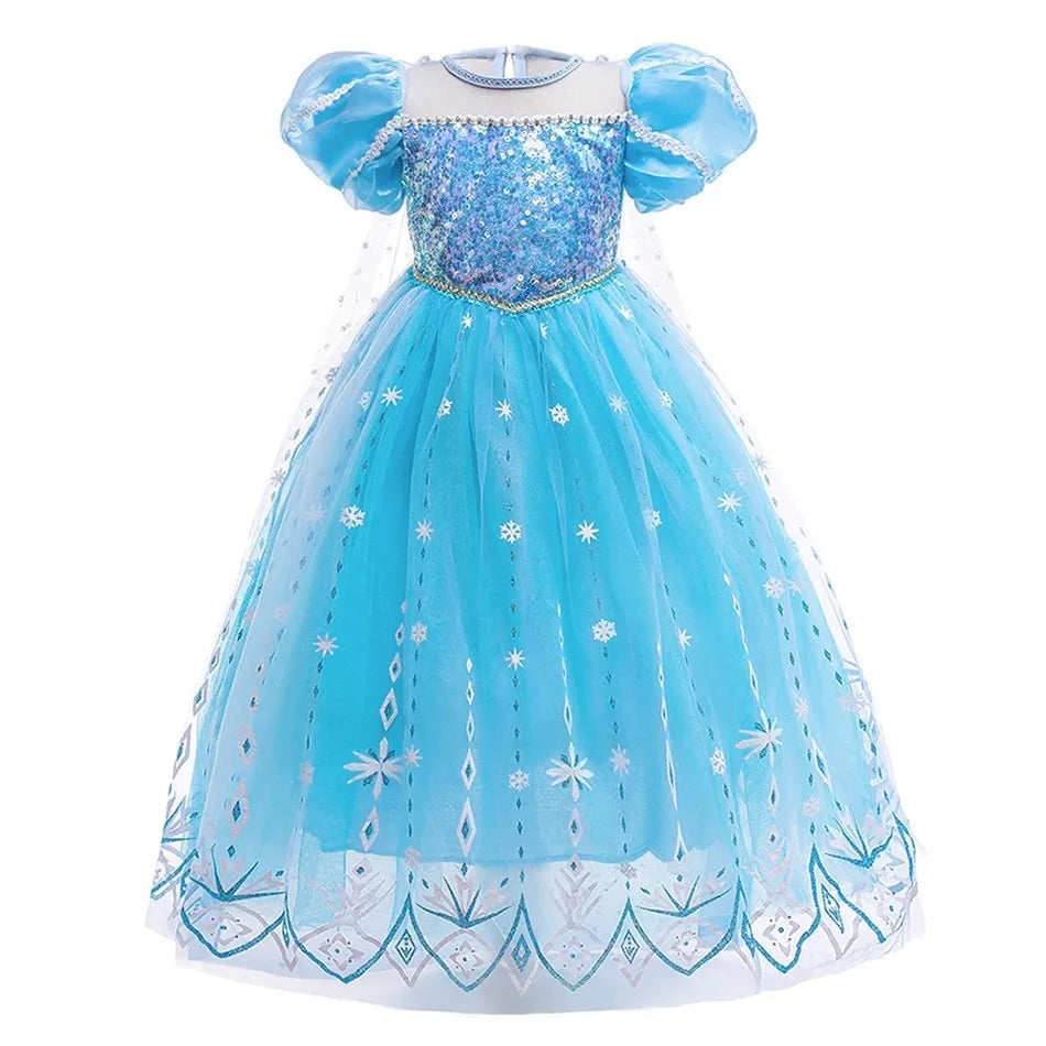 Children Snow Queen Costume – Elsa Cosplay Dress for Girls - Premium Cosplay Costumes from Lizard Vigilante - Just $19.88! Shop now at Lizard Vigilante