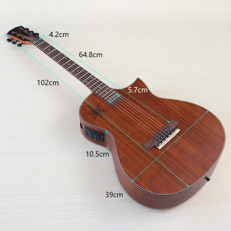 40 Inch Hickory Wood Acoustic Electric Guitar – 6 String Matte Finish Folk Rock Instrument With Technical Wood Fingerboard