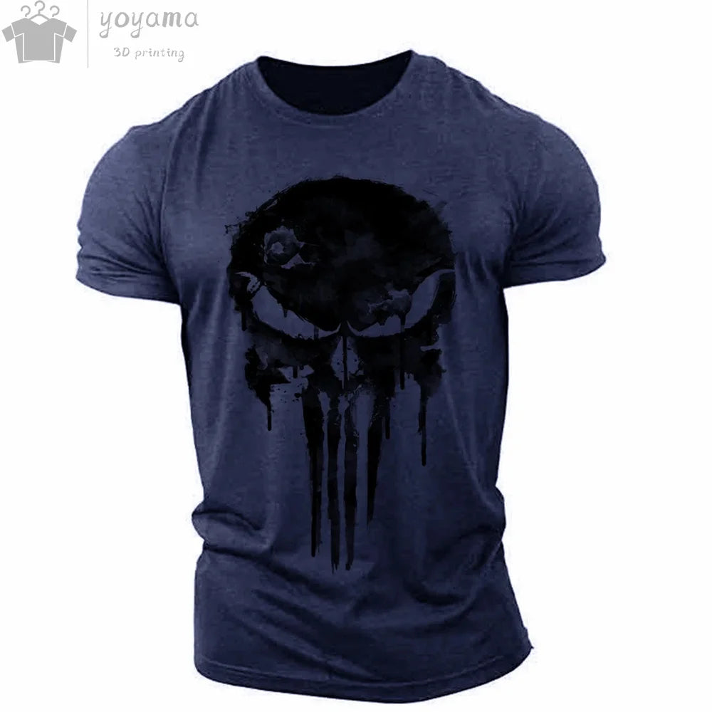 Men's T Shirt 3d Print Military Patriotic Skull O-Neck T Shirt Oversized T-Shirt Short-Sleeved Tee Sportswear Men's Clothing Top - Premium t-shirt from Lizard Vigilante - Just $23.88! Shop now at Lizard Vigilante