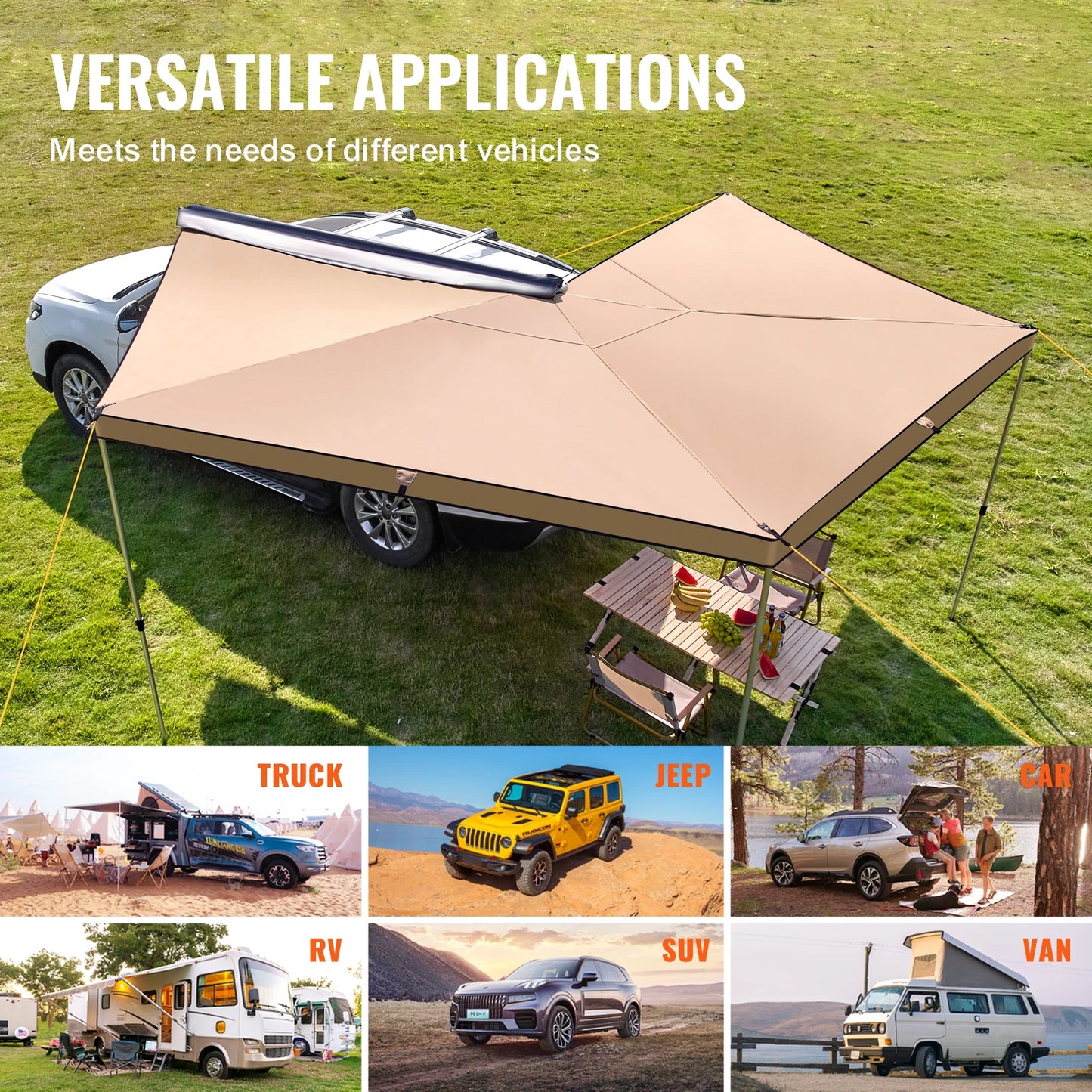 VEVOR Retractable Car Side Awning with Waterproof Storage Bag - Premium awning from Lizard Vigilante - Just $288.88! Shop now at Lizard Vigilante