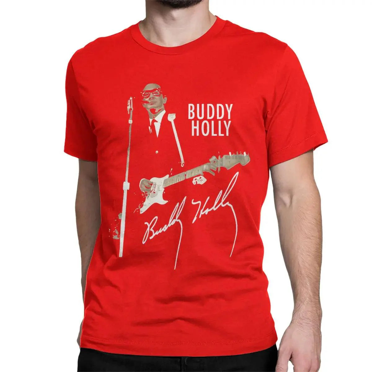 Buddy Holly Rocker Men Women T Shirts Rock Leisure Tee Shirt Short Sleeve Round Collar T-Shirts 100% Cotton Gift Idea Clothes - Premium T-Shirt from Lizard Vigilante - Just $27.05! Shop now at Lizard Vigilante