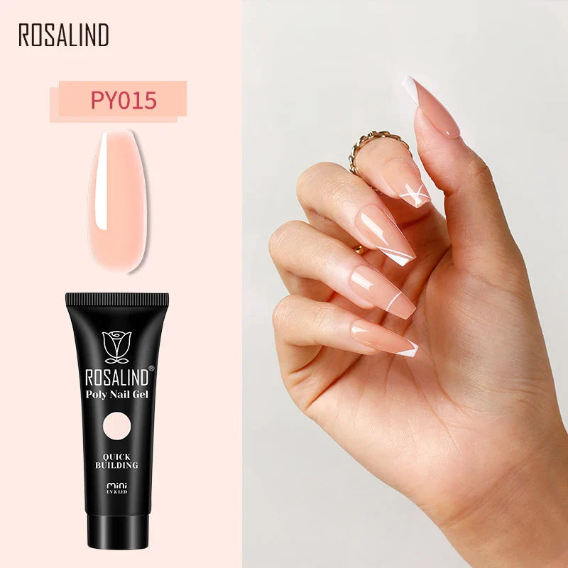 ROSALIND Poly Nail Gel Semi Permanent Acrylic Nail Art Hybrid Varnishes Poly Crystal  Nail Polish Top Base Coat Need UV/LED Lamp