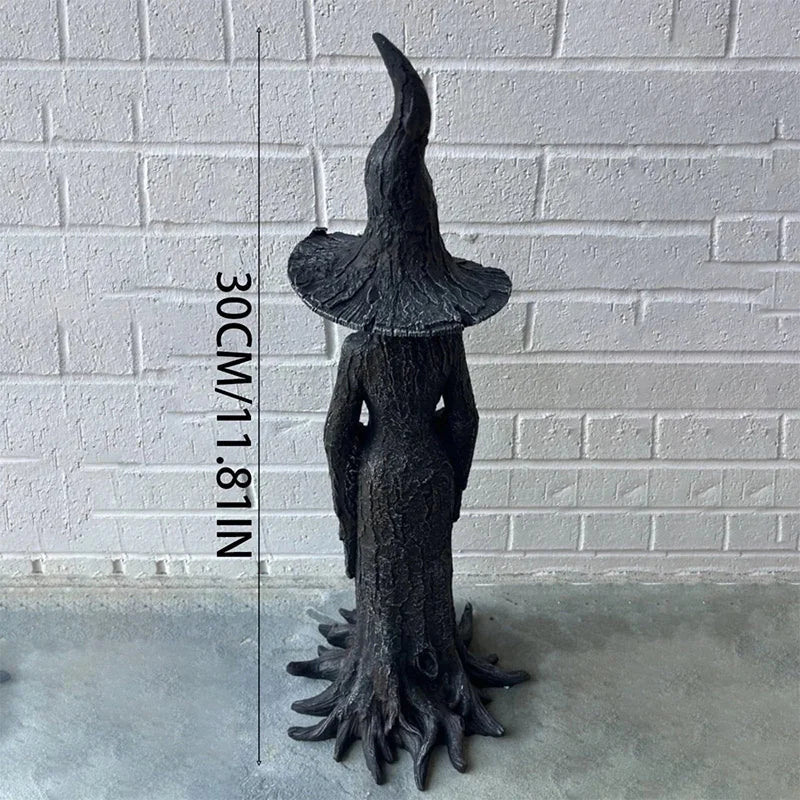 Halloween Witch Decoration Statue, Gothic Resin Sculpture Ornament, Retro Magician Decoration Craft, Dark Fantasy Decoration.