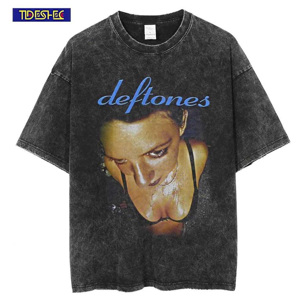 Deftones T Shirt Streetwear Vintage Tops Rock Band Letter Punk Goth Printed Tshirt Cotton Men Oversize Washed Tees Harajuku Men - Premium T-shirt from Lizard Vigilante - Just $32.99! Shop now at Lizard Vigilante