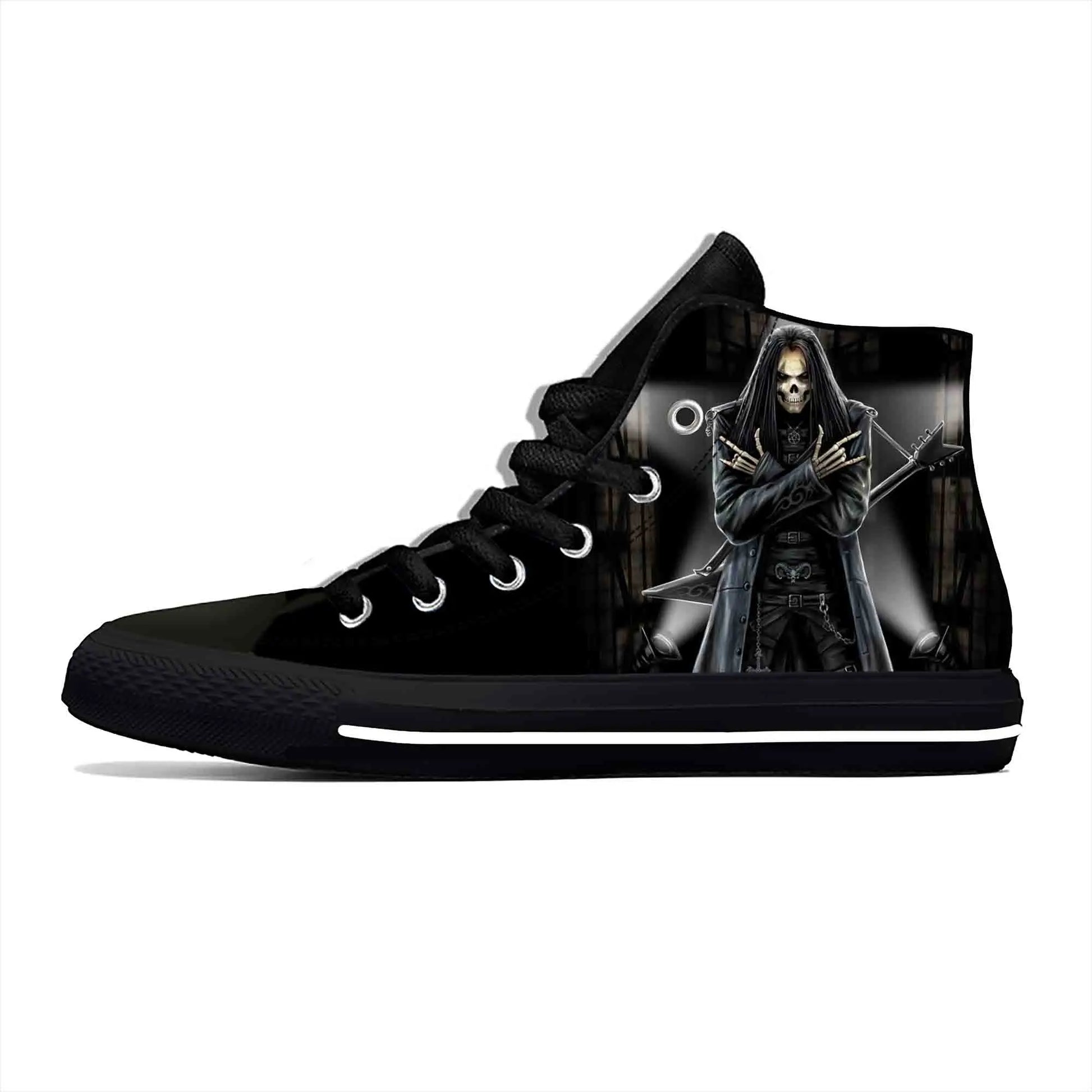 Heavy Metal Rock Skull Guitar Grim Reaper Gothic Canvas High-Tops - Premium high top shoes from Lizard Vigilante - Just $42.99! Shop now at Lizard Vigilante