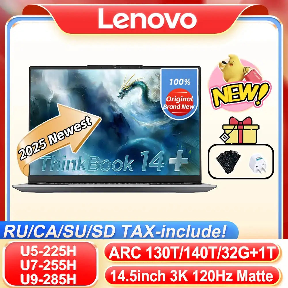 【2025 New】Lenovo ThinkBook 14+ U5-225H/U7-255H/U9-285H Arc 130T/140T 14.5inch 3K 120Hz Matte Screen