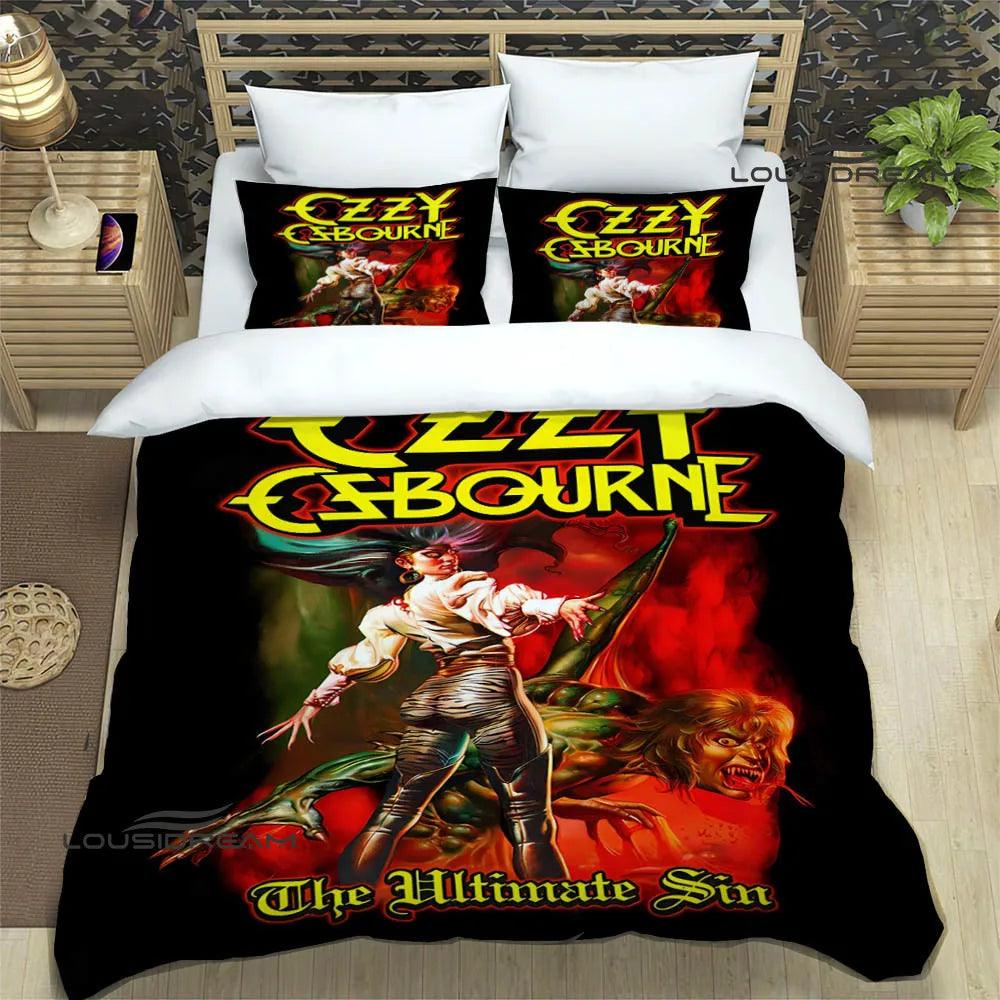 Dive into Ozzy's Dreamworld: A Retro Bedding Symphony for Headbanging Sleep - Premium bedding from Lizard Vigilante - Just $57.99! Shop now at Lizard Vigilante