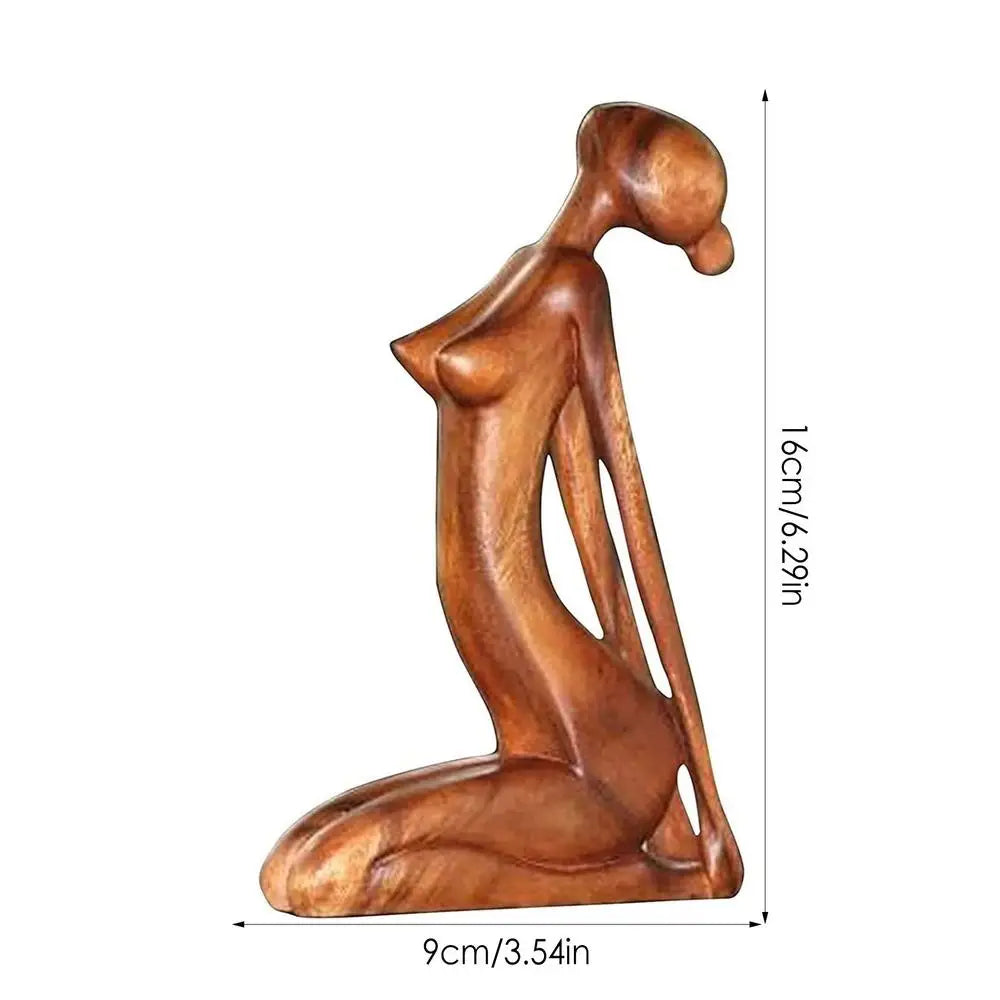 Wooden Yoga Pose Sculpture Abstract Yoga Meditation Statue Hand Carved Wood Fragrant Art Decoration Gallery Tabletop Ornaments