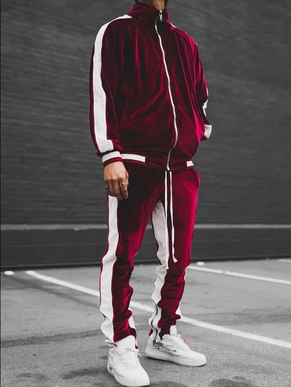 New 2025 Spring Autumn Men's Velvet Set Sport Suit Male Velour Thick Hoodies+ Pants Warm Sweatshirt Sportswear Tracksuit For Men - Premium  from Lizard Vigilante - Just $63.99! Shop now at Lizard Vigilante