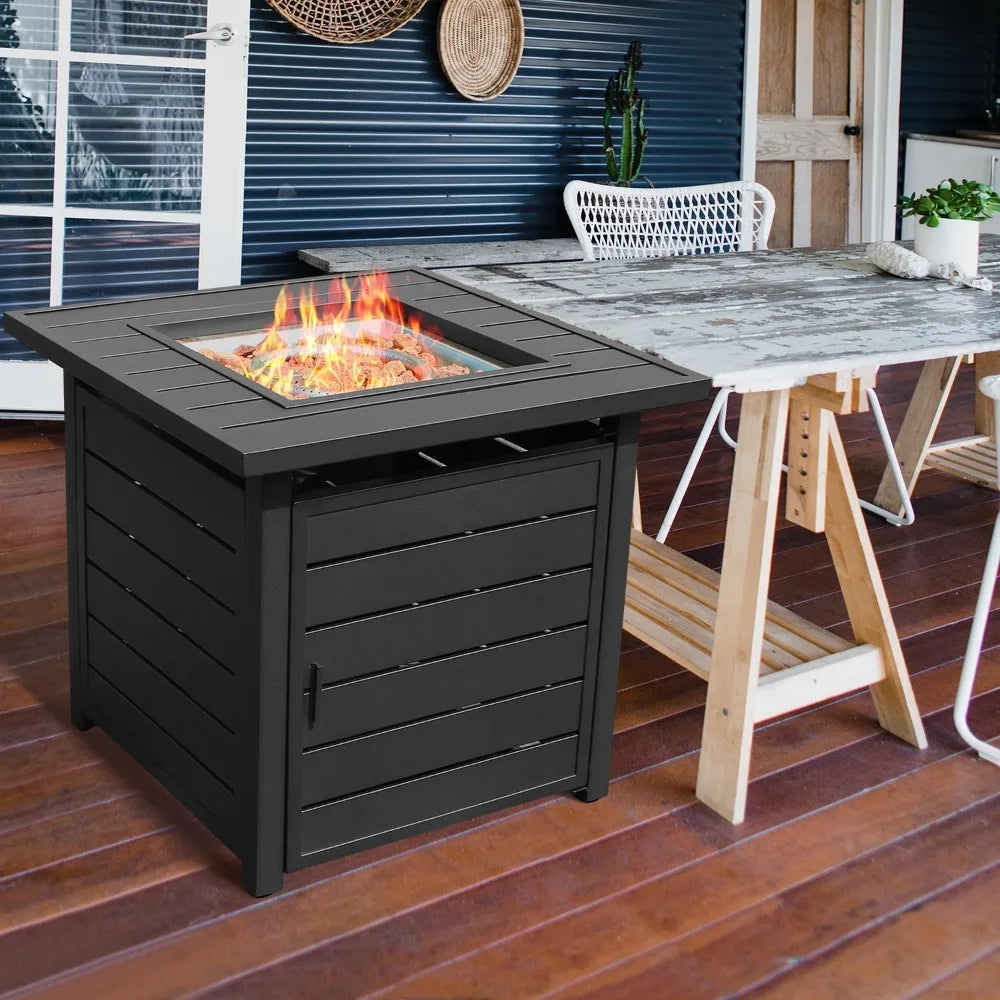 Easy To Use 28" Propane Fire Pit Table with Lid & Lava Rock – CSA Approved Outdoor Heating - Premium fire pit from dsers - Just $188.88! Shop now at Lizard Vigilante