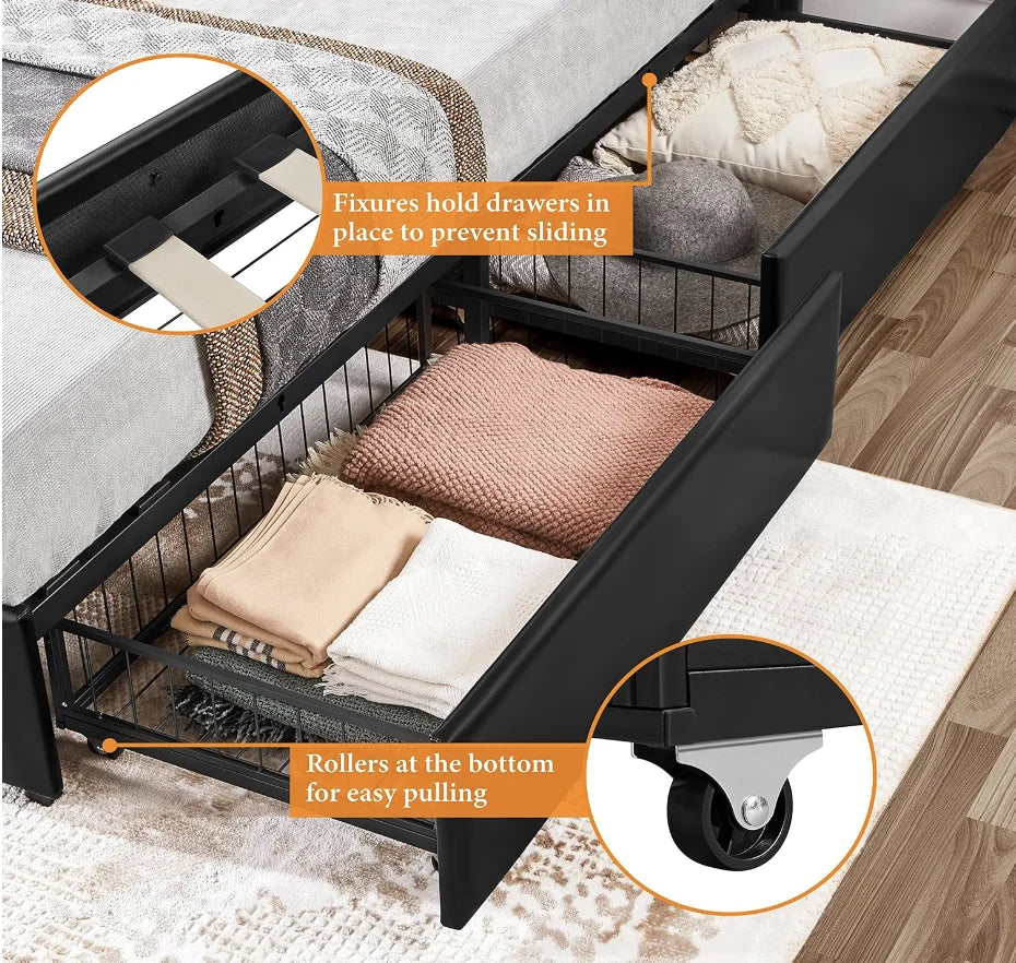 🔥👑 Queen Leather Fortress: The 800LB Bed Throne With Steel Drawers 🤘