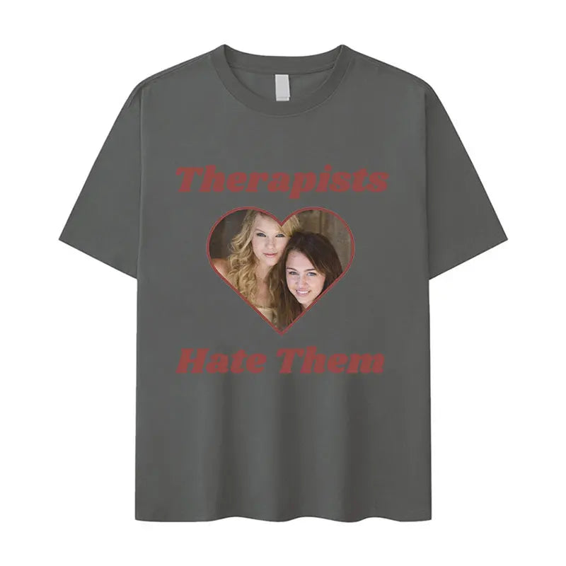 Therapists Hate Them Miley Cyrus Hannah Montana Graphic T-shirt | Retro Harajuku Fashion Oversized Cotton Tee for Men & Women - Premium tee from Lizard Vigilante - Just $26.66! Shop now at Lizard Vigilante