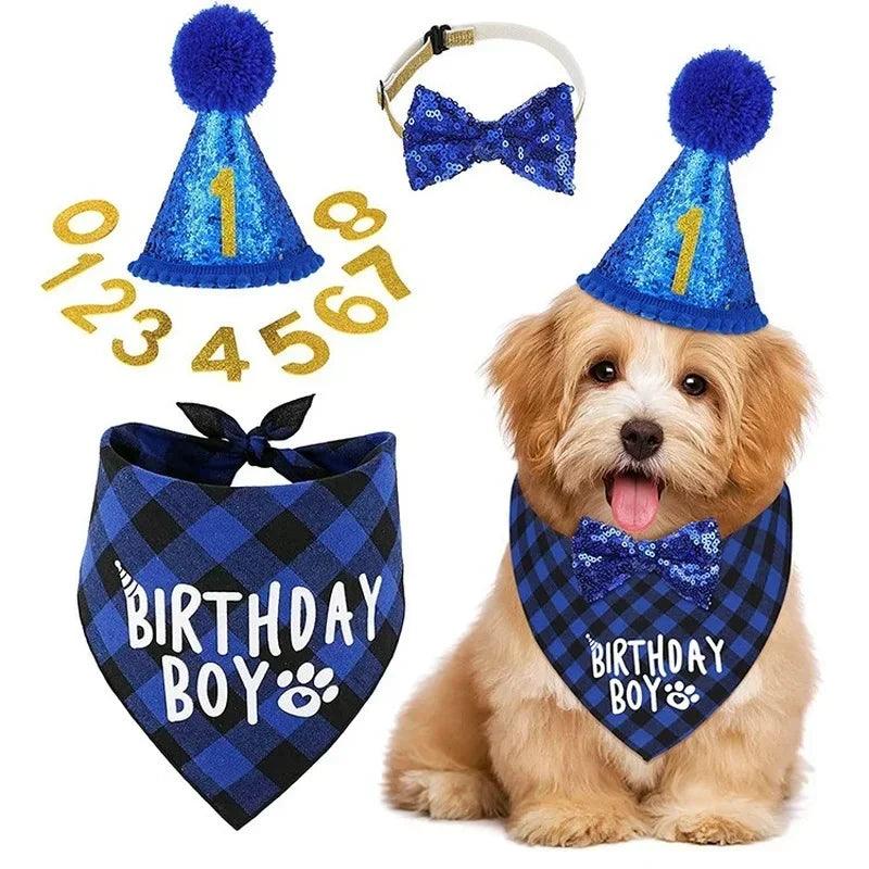 Pet Party Decoration Set Dog Birthday Triangle Scarf Hat Bow Tie Dog Birthday Decoration Supplies Dog Supplies  для собак Cat - Premium dog supplies from Lizard Vigilante - Just $17.99! Shop now at Lizard Vigilante