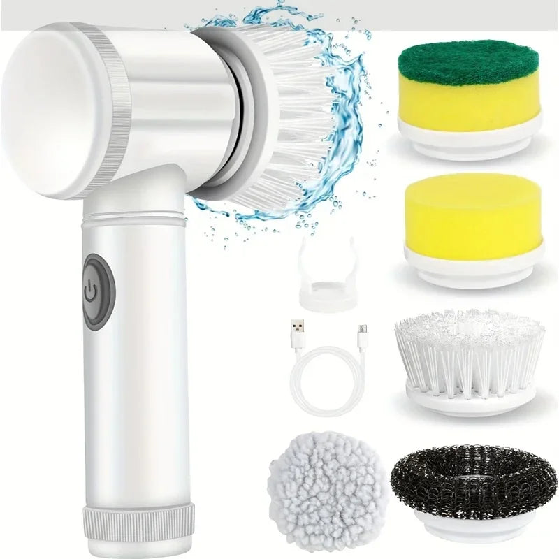 New Power Scrubber 5 Replaceable Brush Heads Electric Spin Scrubber Bathroom Cleaning Brush Power Scrubber Electric Brush Home - Premium  from Lizard Vigilante - Just $16.99! Shop now at Lizard Vigilante