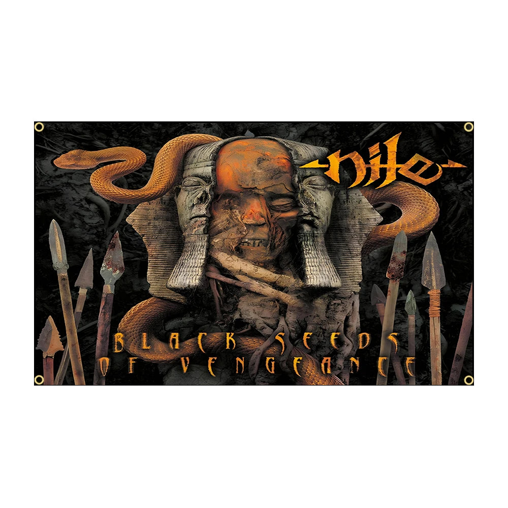 NILEs Rock Band Flag – 90x150cm Brutal/Technical Death Metal Banner, Polyester Tapestry for Home Decor - Premium flag from Lizard Vigilante - Just $14.99! Shop now at Lizard Vigilante